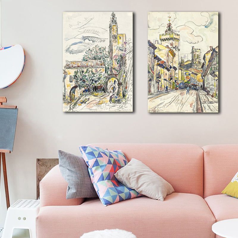 Textured City Landscape Painting Canvas Abstract Expressionism Art Print for Playroom Clearhalo 'Arts' 'Canvas Art' 1728028