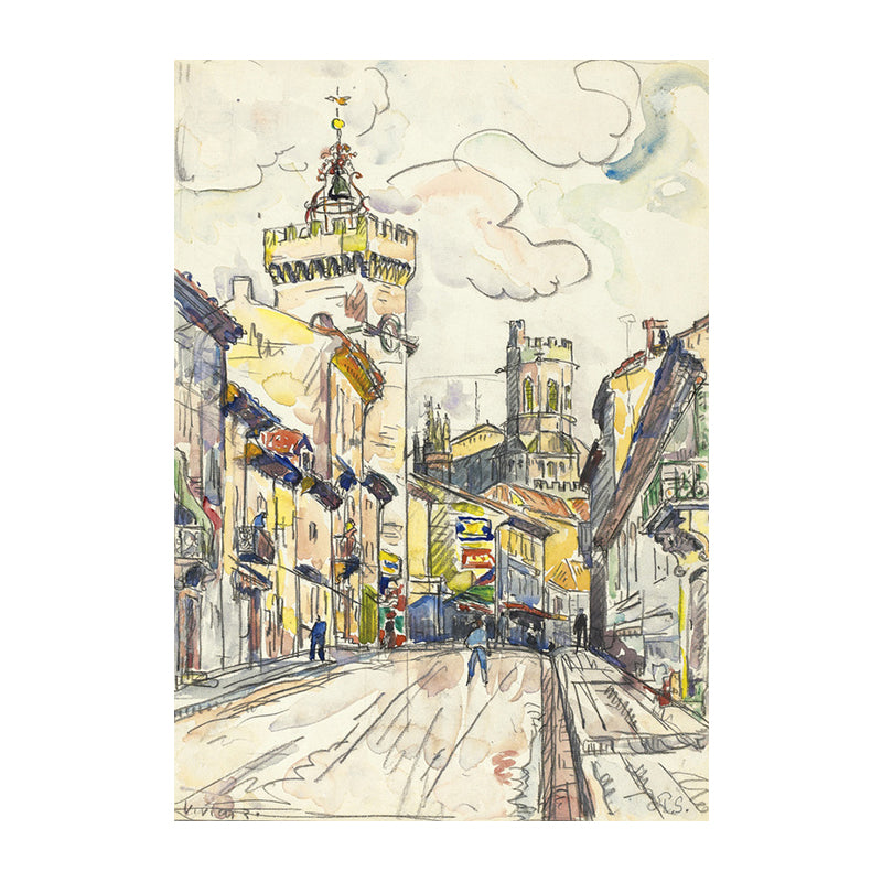 Textured City Landscape Painting Canvas Abstract Expressionism Art Print for Playroom Clearhalo 'Arts' 'Canvas Art' 1728031