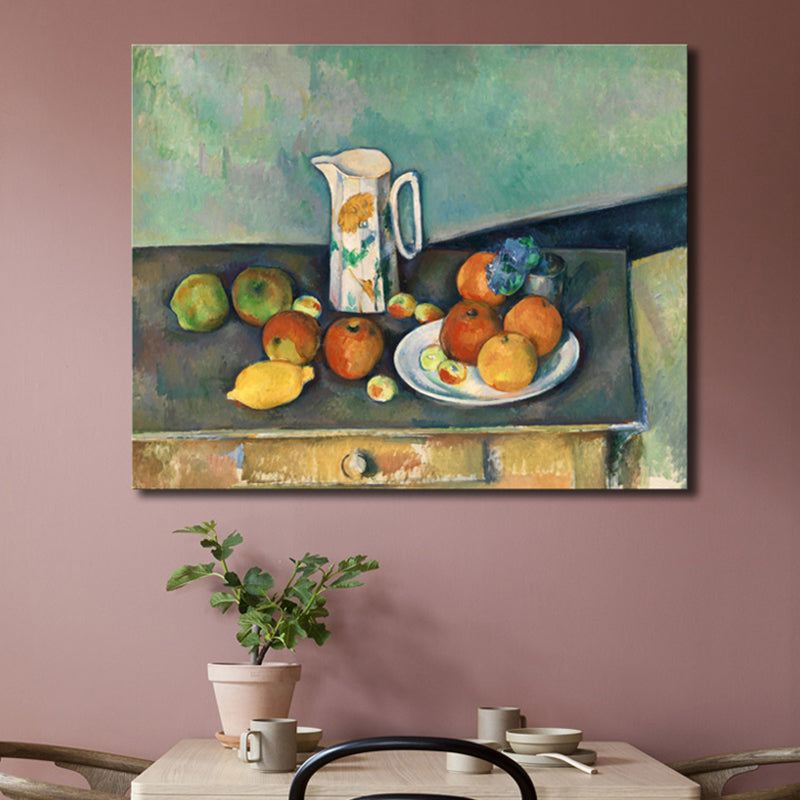 Pastel Color Scattering Fruits Painting Textured Art Print for Bedroom, Multiple Sizes