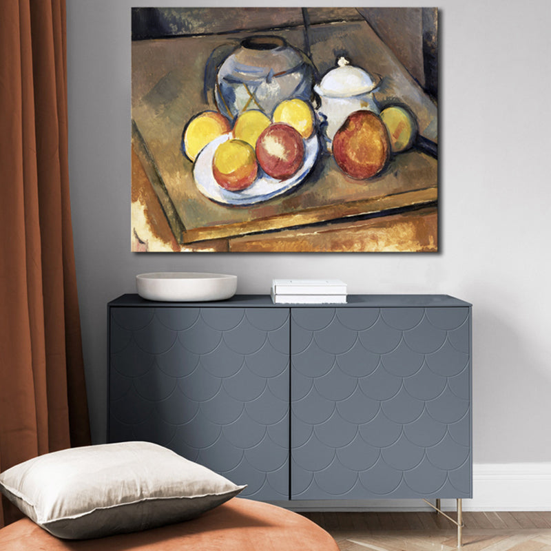 Pastel Color Scattering Fruits Painting Textured Art Print for Bedroom, Multiple Sizes Brown Clearhalo 'Arts' 'Canvas Art' 1728058