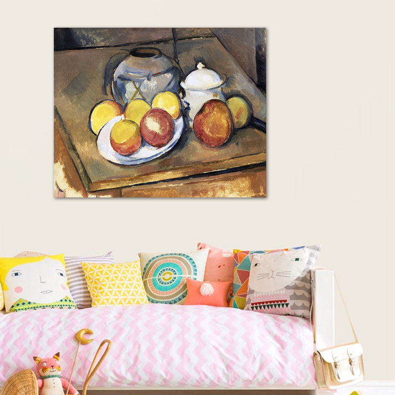 Pastel Color Scattering Fruits Painting Textured Art Print for Bedroom, Multiple Sizes Clearhalo 'Arts' 'Canvas Art' 1728059