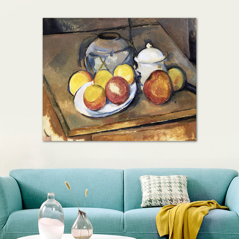 Pastel Color Scattering Fruits Painting Textured Art Print for Bedroom, Multiple Sizes Clearhalo 'Arts' 'Canvas Art' 1728060