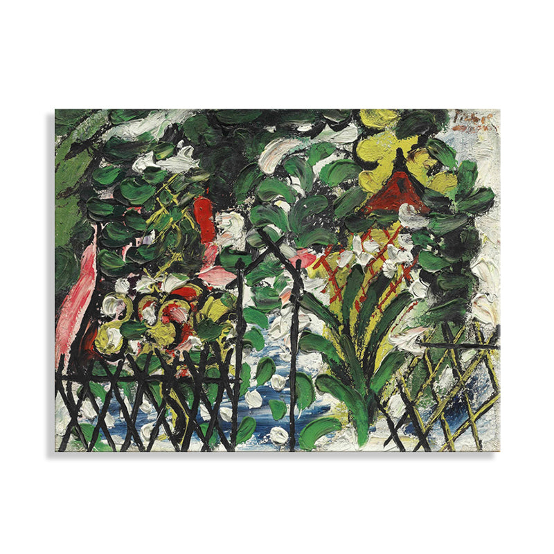 French Country Garden Canvas Green Botanical Drawing Print Painting, Multiple Sizes