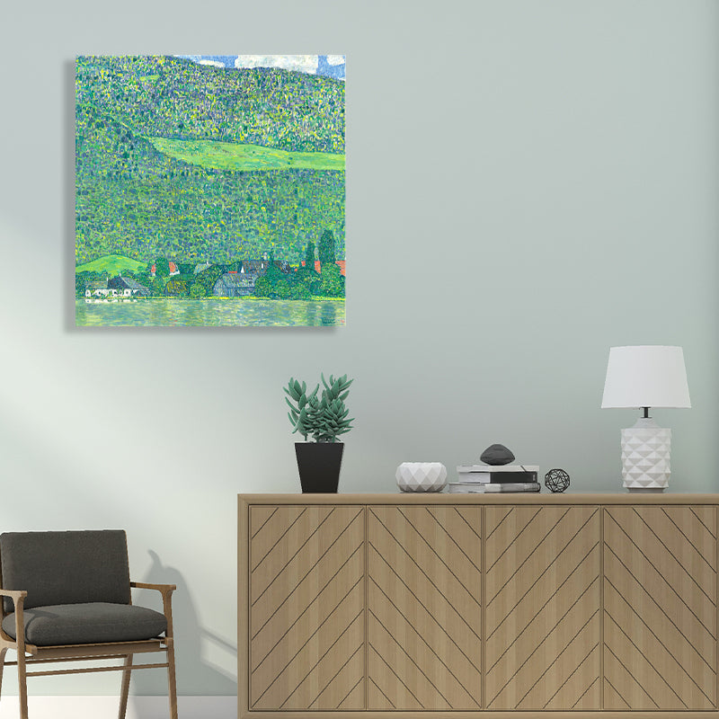 Canvas groene wanddecor -impressionisme stijl berglandschap kunst, meerdere maten