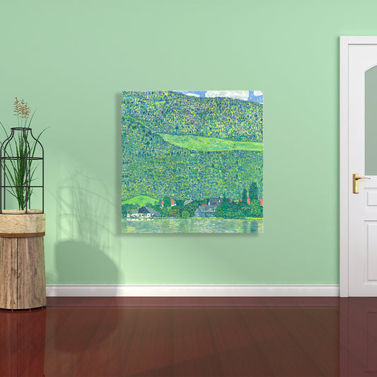 Canvas groene wanddecor -impressionisme stijl berglandschap kunst, meerdere maten