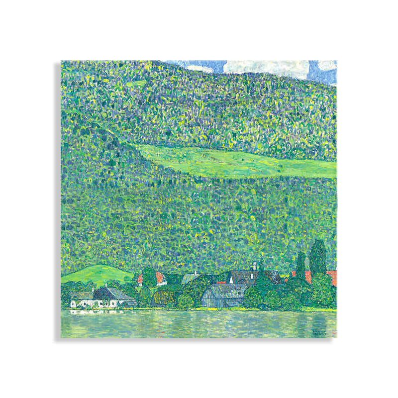 Lienzo de decoración de la pared verde impresionismo arte del paisaje de montaña, múltiples tamaños