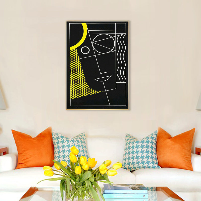 Black Abstract Wall Decor Illustration Scandinavian Style Textured Canvas for Playroom Black Clearhalo 'Arts' 'Canvas Art' 1728106