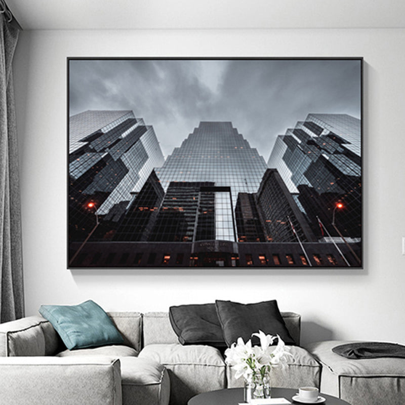 Pastel Color Modern Style Art Tall Architecture Canvas for Kitchen, Multiple Sizes Grey Clearhalo 'Art Gallery' 'Canvas Art' 'Contemporary Art Gallery' 'Modern' Arts' 1728134