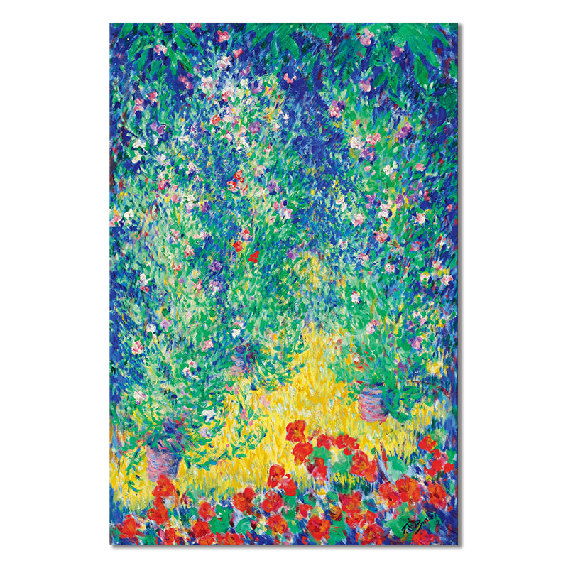 Impressionisme stijl bloem struiken canvas botanische groene wanddecor, meerdere maten