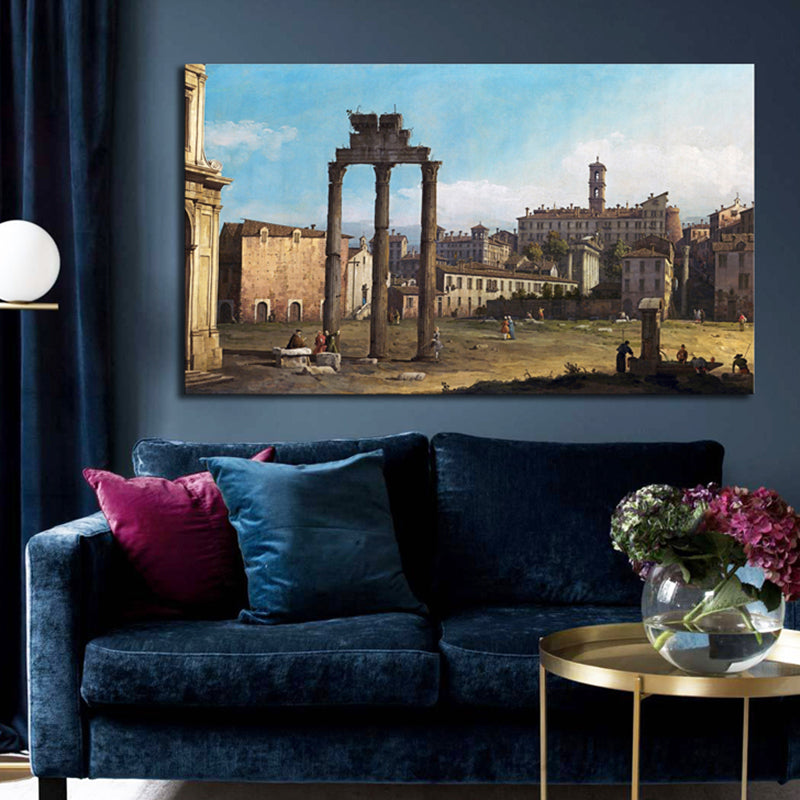 Cityscape Oil Painting Art Print Impressionism Style Canvas Wall Decor, Multiple Sizes Blue Clearhalo 'Arts' 'Canvas Art' 1728151