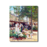 Flowers Market Scene Art Print Impressionism Canvas Wall Decor, Multiple Sizes Options