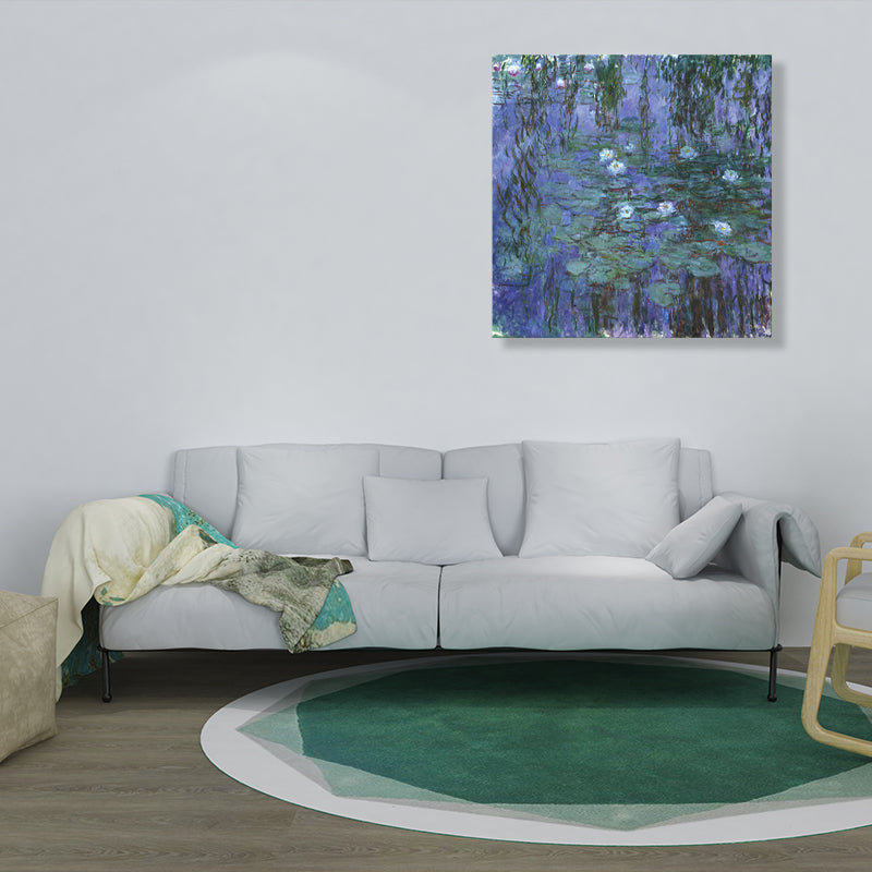Wild Lotus Pond View Painting French Country Style Canvas Wall Art, Multiple Sizes Clearhalo 'Arts' 'Canvas Art' 1728187