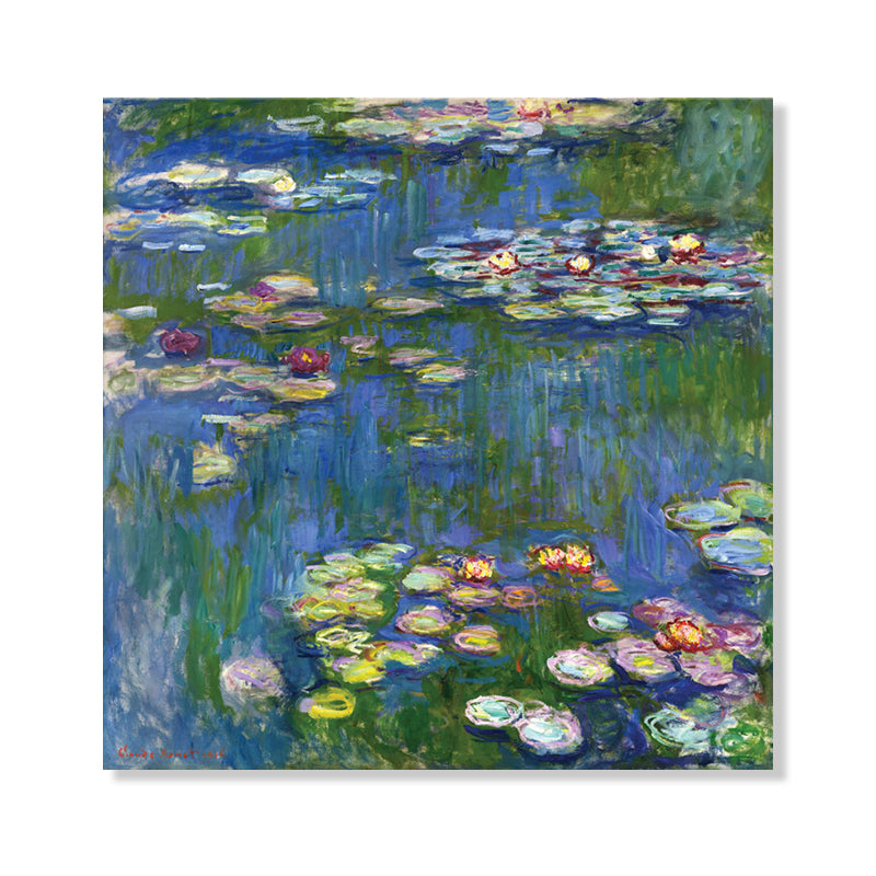 Wild Lotus Pond View Painting French Country Style Canvas Wall Art, Multiple Sizes Clearhalo 'Arts' 'Canvas Art' 1728200