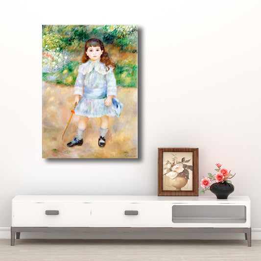 Little Girl Painting Impressionism Canvas Textured Wall Art in Blue, Multiple Sizes Clearhalo 'Arts' 'Canvas Art' 1728203
