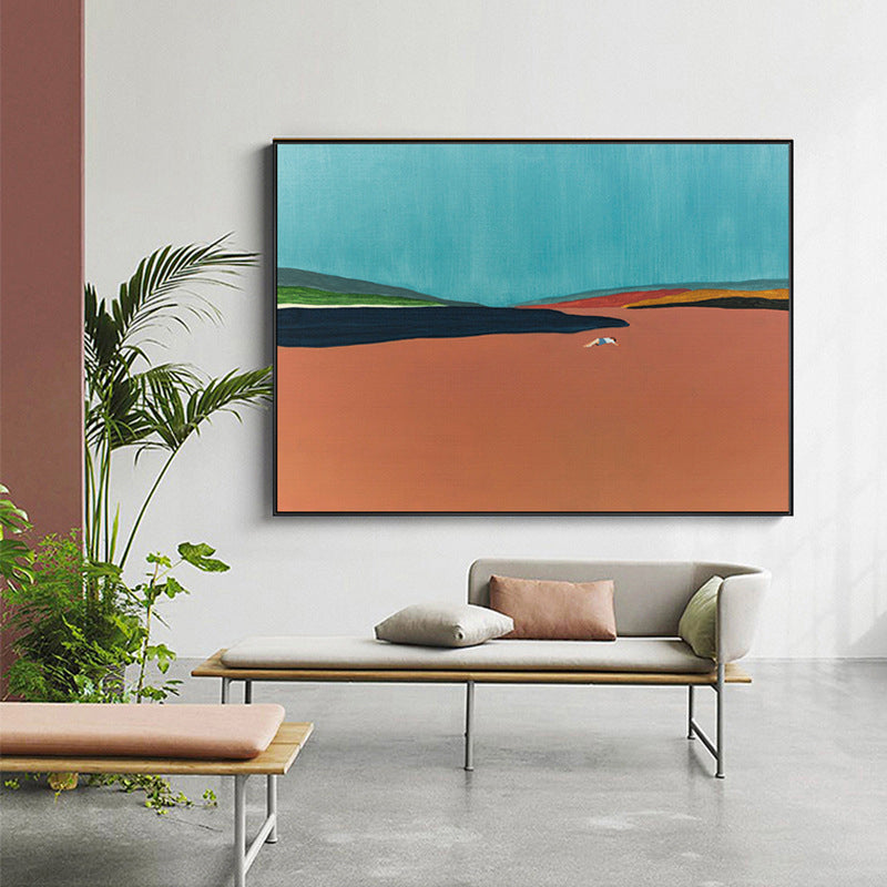 Contemporary Flatlands Scene Canvas in Orange Textured Wall Art Decor for Bathroom Orange Clearhalo 'Art Gallery' 'Canvas Art' 'Contemporary Art Gallery' 'Modern' Arts' 1728208