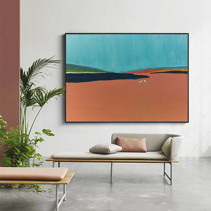 Contemporary Flatlands Scene Canvas in Orange Textured Wall Art Decor for Bathroom Orange Clearhalo 'Art Gallery' 'Canvas Art' 'Contemporary Art Gallery' 'Modern' Arts' 1728208