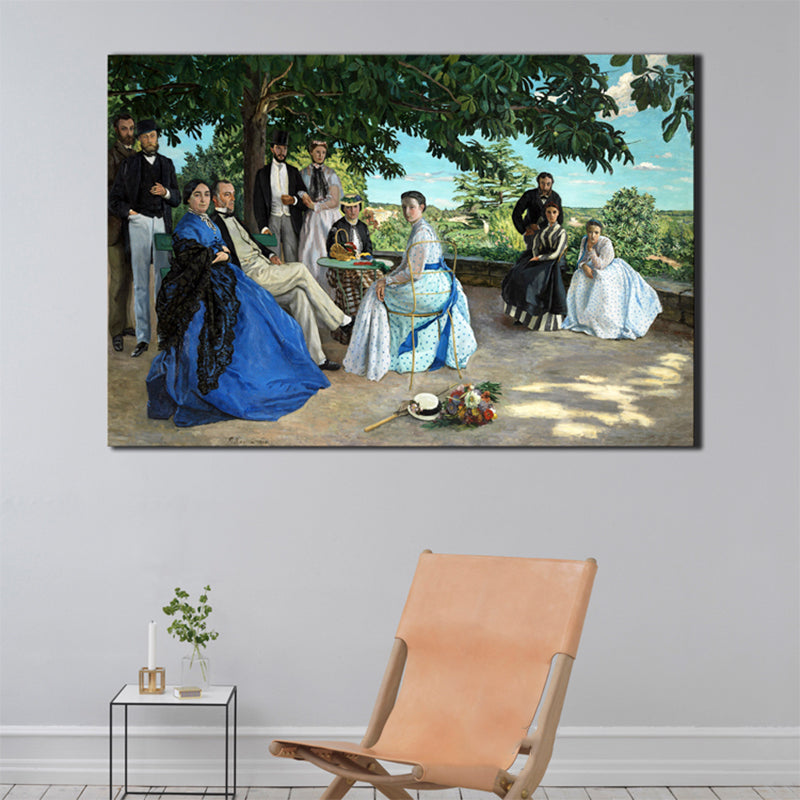 Soft Color Figure Outing Painting Textured Impressionism Style Bedroom Wall Art Print Blue 24" x 36" Clearhalo 'Arts' 'Canvas Art' 1728267