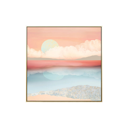 Modern Sunset Scenery Canvas for Girls Bedroom Illustration Wall Art, Multiple Sizes Clearhalo 'Art Gallery' 'Canvas Art' 'Contemporary Art Gallery' 'Modern' Arts' 1728309