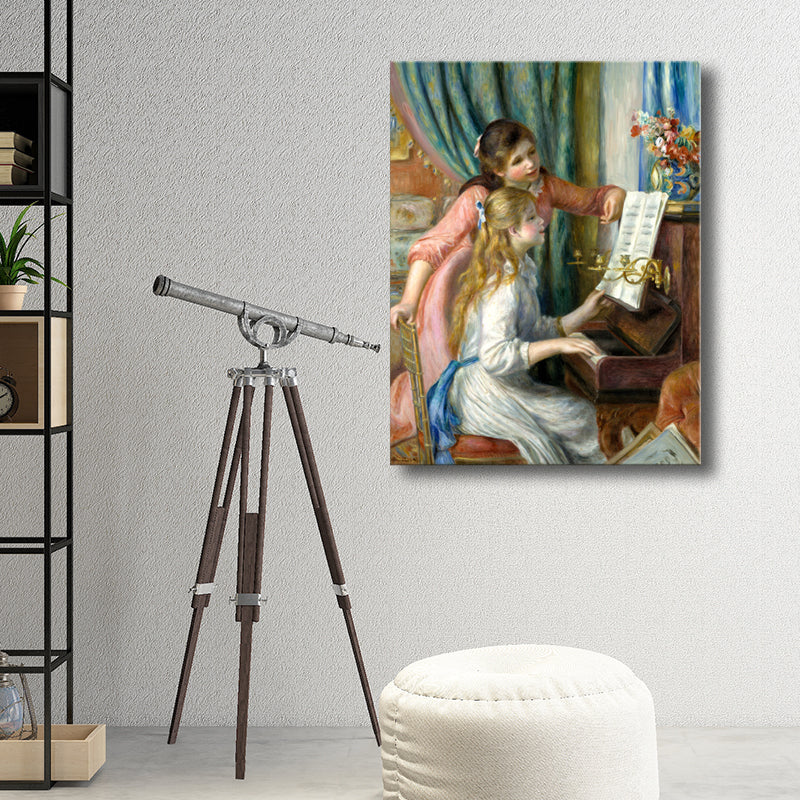 Girls and Piano Wall Decor Impressionism Textured Bedroom Painting, Multiple Sizes Clearhalo 'Arts' 'Canvas Art' 1728314