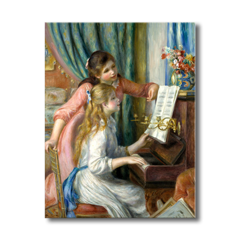 Girls and Piano Wall Decor Impressionism Textured Bedroom Painting, Multiple Sizes Clearhalo 'Arts' 'Canvas Art' 1728316