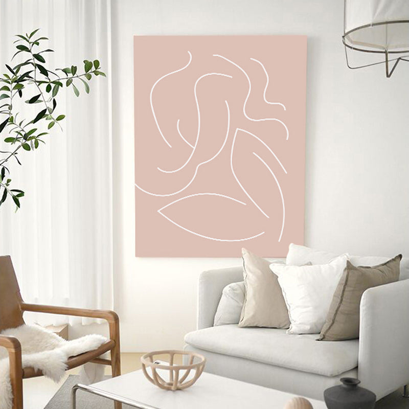 Pink Nude Woman Wall Art Line Drawing Minimalistic Bedroom Canvas Print for Room Pink Design 1 Clearhalo 'Art Gallery' 'Canvas Art' 'Contemporary Art Gallery' 'Contemporary Art' 'Minimalism' 'Minimalist Art Gallery' 'Scandinavian' Arts' 1728320