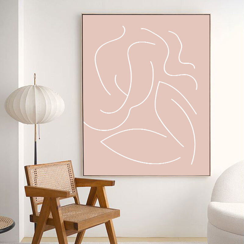 Pink Nude Woman Wall Art Line Drawing Minimalistic Bedroom Canvas Print for Room Clearhalo 'Art Gallery' 'Canvas Art' 'Contemporary Art Gallery' 'Contemporary Art' 'Minimalism' 'Minimalist Art Gallery' 'Scandinavian' Arts' 1728322