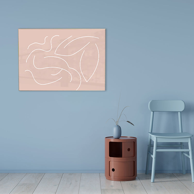 Pink Nude Woman Wall Art Line Drawing Minimalistic Bedroom Canvas Print for Room Clearhalo 'Art Gallery' 'Canvas Art' 'Contemporary Art Gallery' 'Contemporary Art' 'Minimalism' 'Minimalist Art Gallery' 'Scandinavian' Arts' 1728329