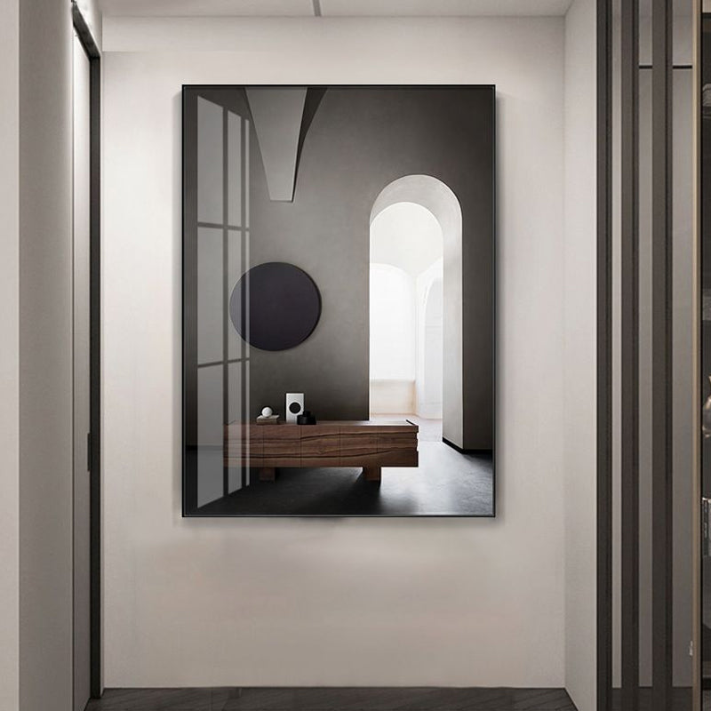 Arched Door Painting Pastel Color Canvas Wall Decor Textured, Multiple Sizes Options Grey Clearhalo 'Art Gallery' 'Canvas Art' 'Contemporary Art Gallery' 'Modern' Arts' 1728345