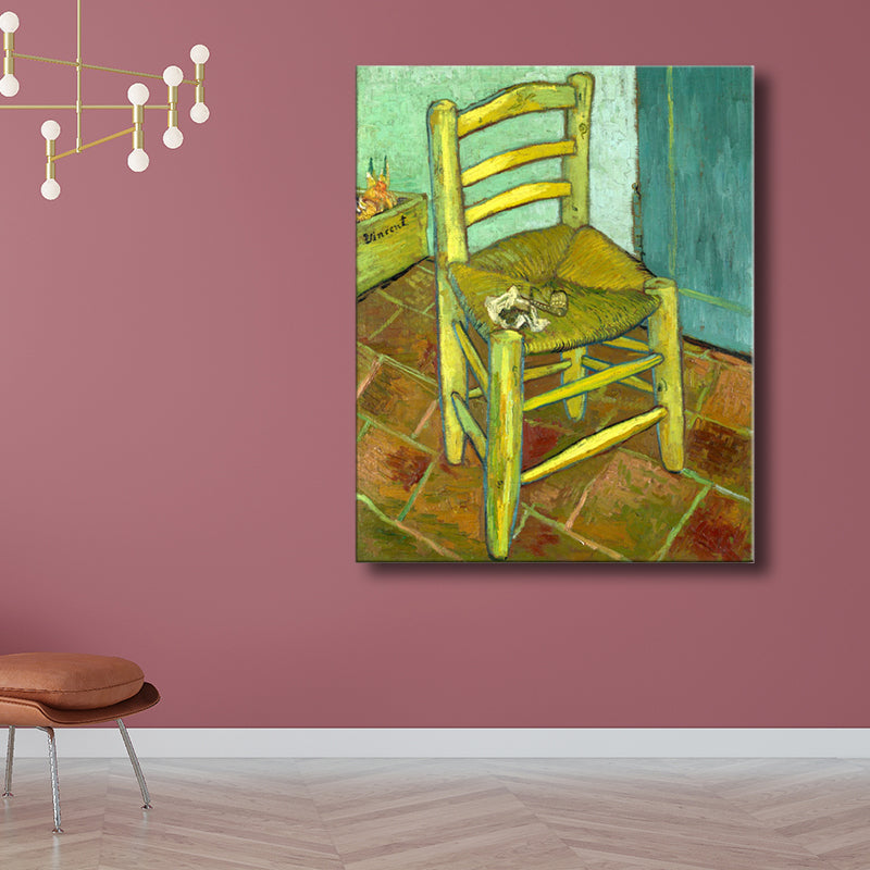 Impressionism Chair Wall Decor in Pastel Color Textured Painting for Living Room Yellow Clearhalo 'Arts' 'Canvas Art' 1728408