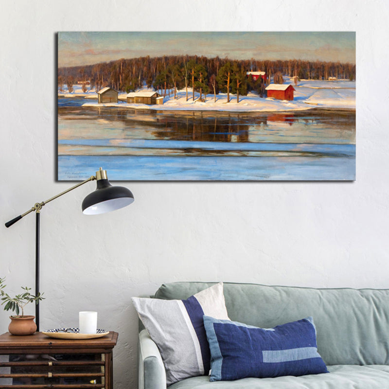 Impressionism Riverside Scene Wall Decor Bedroom Canvas Art in Soft Color, Multiple Sizes Brown Clearhalo 'Arts' 'Canvas Art' 1728461