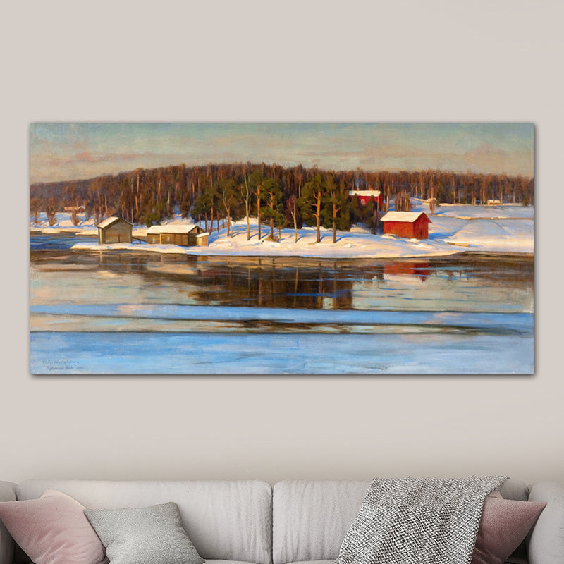 Impressionism Riverside Scene Wall Decor Bedroom Canvas Art in Soft Color, Multiple Sizes Clearhalo 'Arts' 'Canvas Art' 1728462