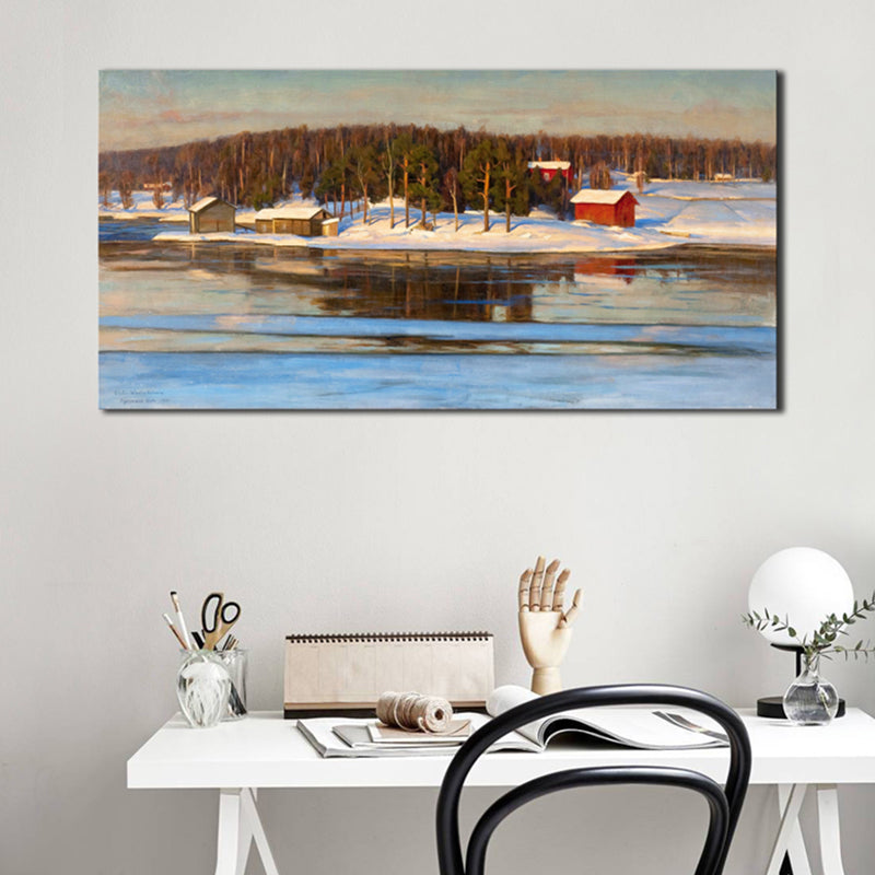 Impressionism Riverside Scene Wall Decor Bedroom Canvas Art in Soft Color, Multiple Sizes Clearhalo 'Arts' 'Canvas Art' 1728463