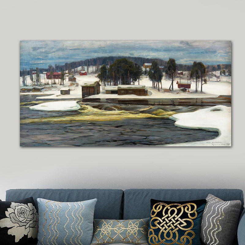 Impressionism Riverside Scene Wall Decor Bedroom Canvas Art in Soft Color, Multiple Sizes Clearhalo 'Arts' 'Canvas Art' 1728469
