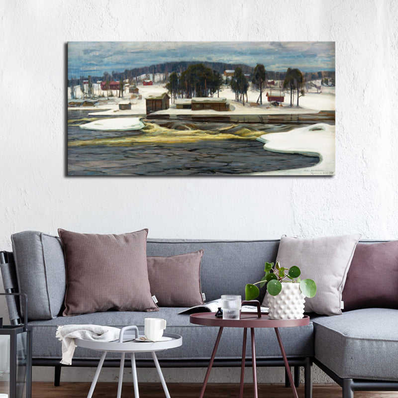Impressionism Riverside Scene Wall Decor Bedroom Canvas Art in Soft Color, Multiple Sizes Clearhalo 'Arts' 'Canvas Art' 1728470