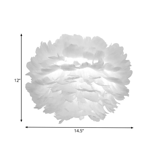 Feather Globe Wall Light Modern Romantic Sconce Lamp in White for Adult Bedroom Stair Clearhalo 'Wall Lamps & Sconces' 'Wall Lights' Lighting' 172850
