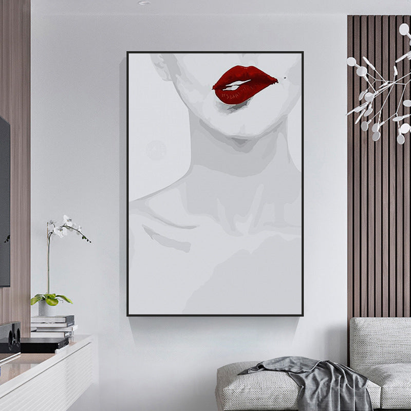 Glam Flaming Lips Pattern Canvas Print White Girls Bedroom Painting, Multiple Sizes White Clearhalo 'Arts' 'Canvas Art' 1728537