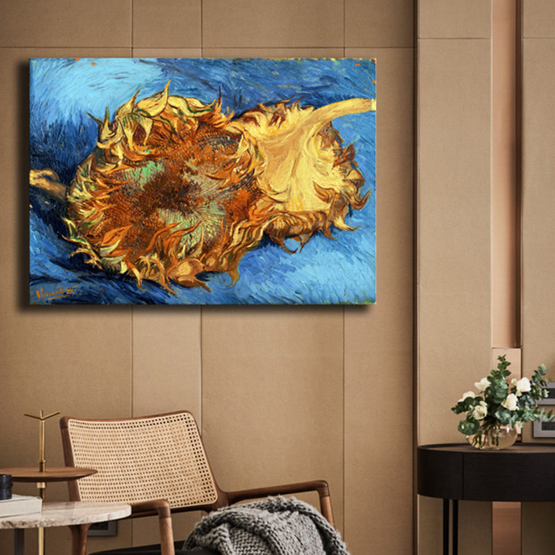 Sunflowers Canvas Wall Art in Orange Impressionism Style Painting for Living Room Clearhalo 'Arts' 'Canvas Art' 1728557