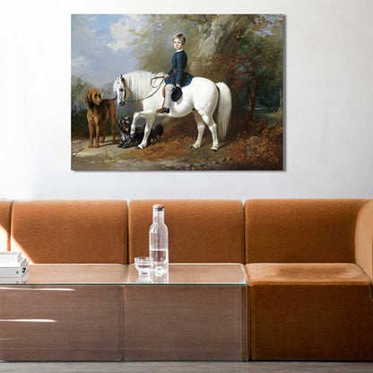 Figure Riding View Canvas for Bathroom Oil Painting Wall Art Print, Multiple Sizes White 24" x 31" Clearhalo 'Arts' 'Canvas Art' 1728561