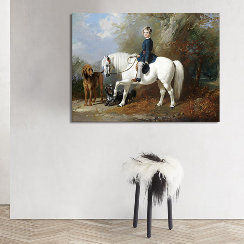 Figure Riding View Canvas for Bathroom Oil Painting Wall Art Print, Multiple Sizes Clearhalo 'Arts' 'Canvas Art' 1728563