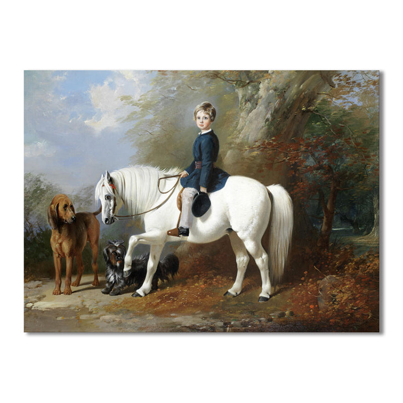 Figure Riding View Canvas for Bathroom Oil Painting Wall Art Print, Multiple Sizes Clearhalo 'Arts' 'Canvas Art' 1728564