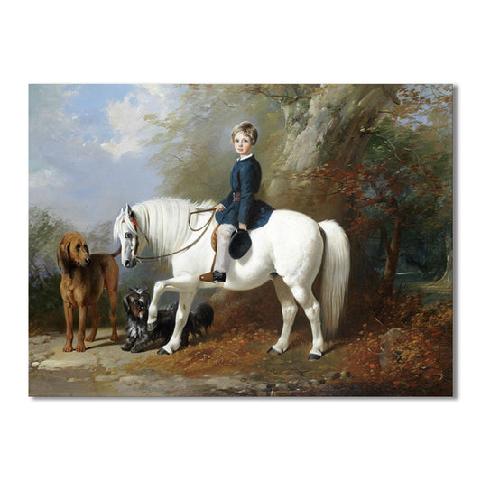 Figure Riding View Canvas for Bathroom Oil Painting Wall Art Print, Multiple Sizes Clearhalo 'Arts' 'Canvas Art' 1728564