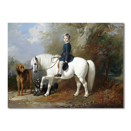 Figure Riding View Canvas for Bathroom Oil Painting Wall Art Print, Multiple Sizes