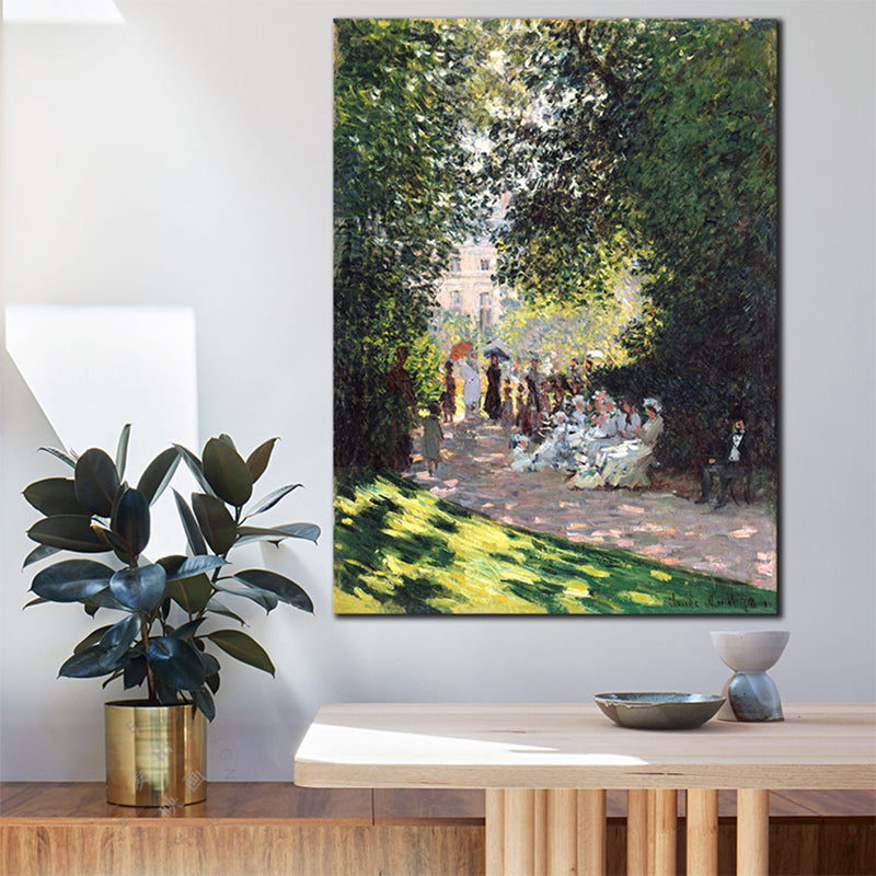 Figure Outing Scene Wall Decor for Bathroom Oil Painting Canvas Art Print, Multiple Sizes Dark Green Clearhalo 'Arts' 'Canvas Art' 1728566