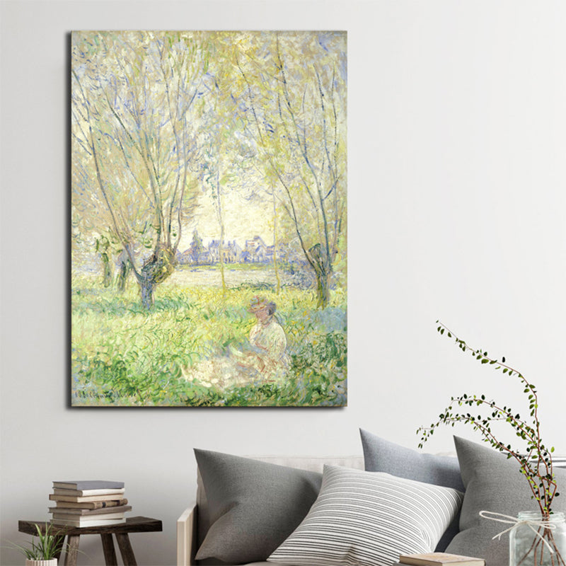 Figure Outing Scene Wall Decor for Bathroom Oil Painting Canvas Art Print, Multiple Sizes Light Green Clearhalo 'Arts' 'Canvas Art' 1728573