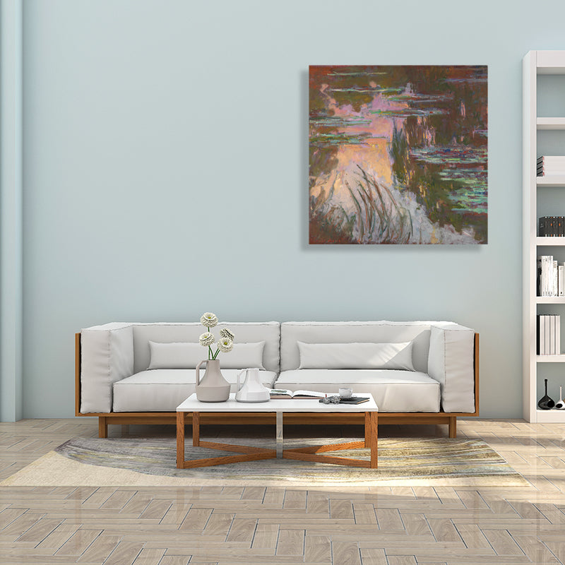 Field Lotus Pond Wall Decor for Girls Bedroom in Green, Multiple Sizes Available Brown Clearhalo 'Arts' 'Canvas Art' 1728583