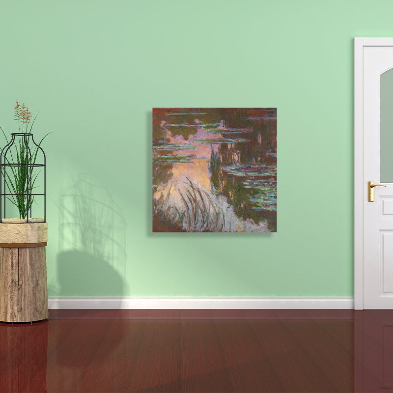 Field Lotus Pond Wall Decor for Girls Bedroom in Green, Multiple Sizes Available Clearhalo 'Arts' 'Canvas Art' 1728584