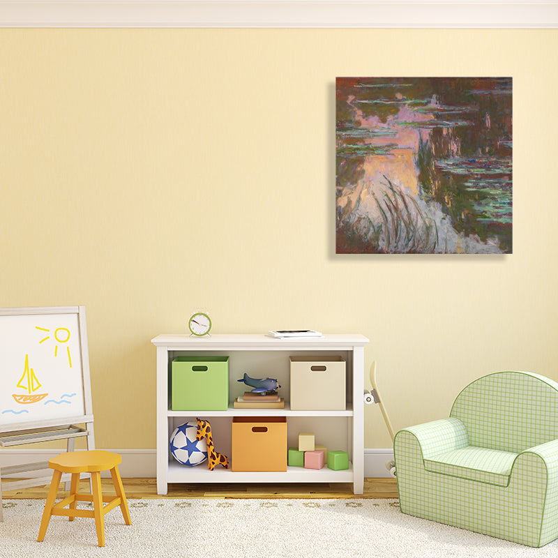 Field Lotus Pond Wall Decor for Girls Bedroom in Green, Multiple Sizes Available Clearhalo 'Arts' 'Canvas Art' 1728585