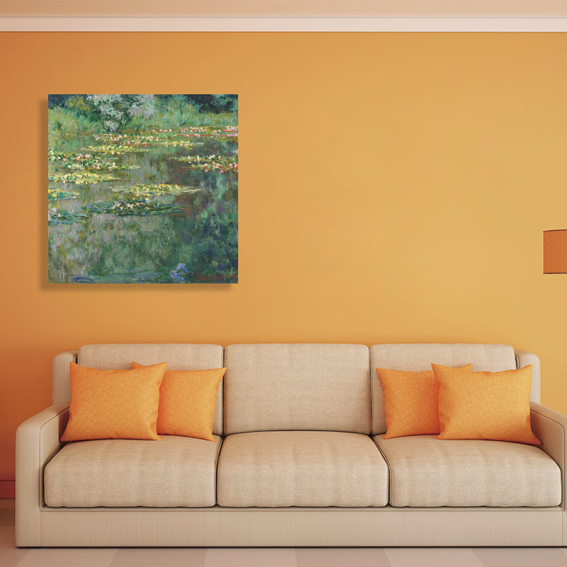 Field Lotus Pond Wall Decor for Girls Bedroom in Green, Multiple Sizes Available Green Clearhalo 'Arts' 'Canvas Art' 1728590