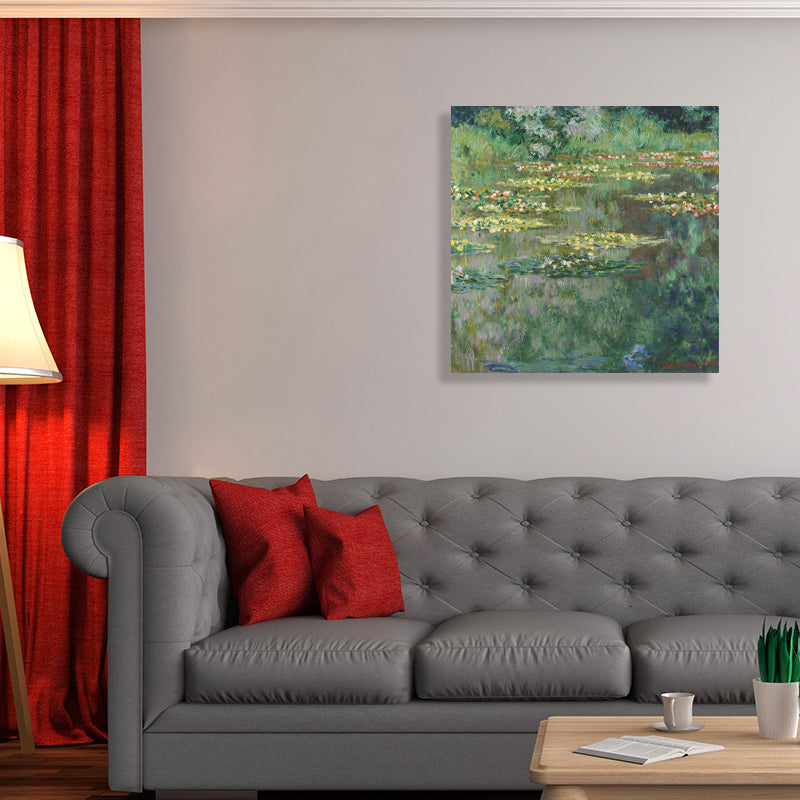 Field Lotus Pond Wall Decor for Girls Bedroom in Green, Multiple Sizes Available Clearhalo 'Arts' 'Canvas Art' 1728591