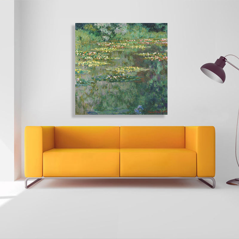 Field Lotus Pond Wall Decor for Girls Bedroom in Green, Multiple Sizes Available Clearhalo 'Arts' 'Canvas Art' 1728592